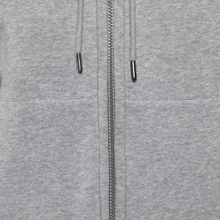 Pre Owned Burberry Grey Cotton Check Lined Hooded Zip Up Jacket S