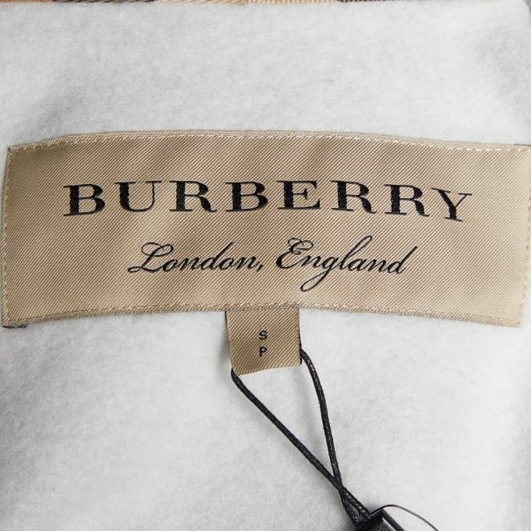 Pre Owned Burberry Grey Cotton Check Lined Hooded Zip Up Jacket S