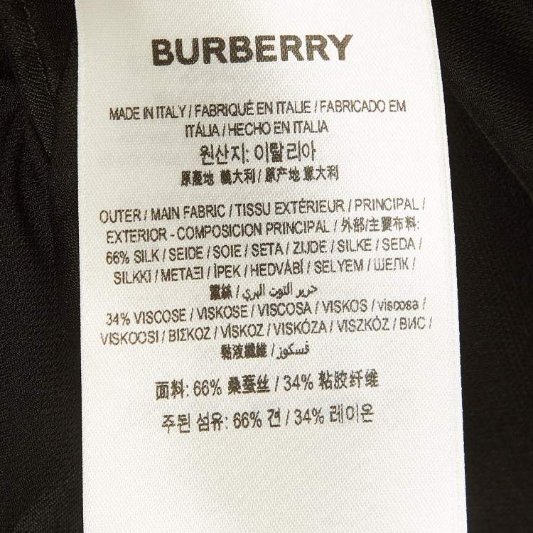 Pre Owned Burberry Black Logo Jacquard Silk Draped Style Sheer Shirt S