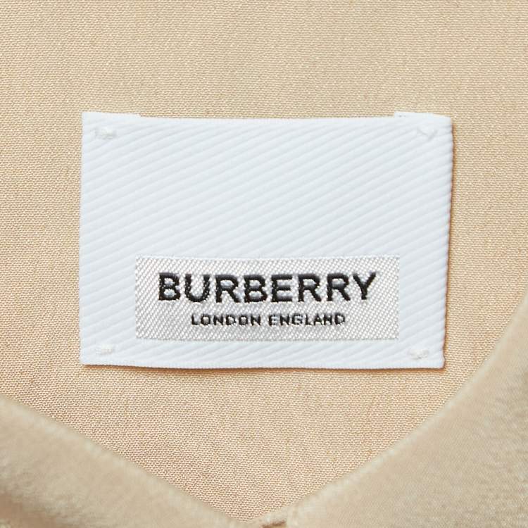 Pre Owned Burberry Beige Silk Buttoned A-Line Sleeveless Shirt Blouse S