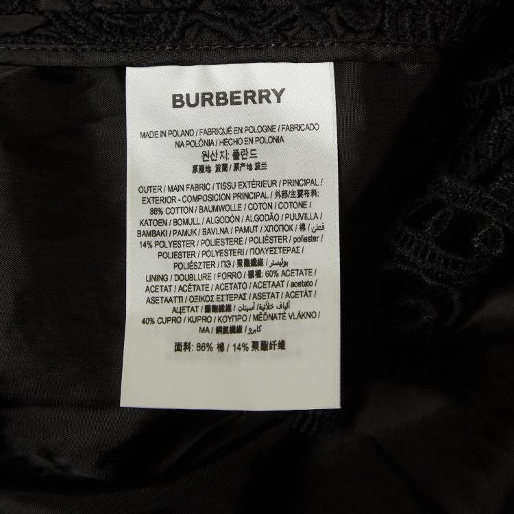 Pre Owned Burberry Black Macrame Lace Midi Pencil Skirt S