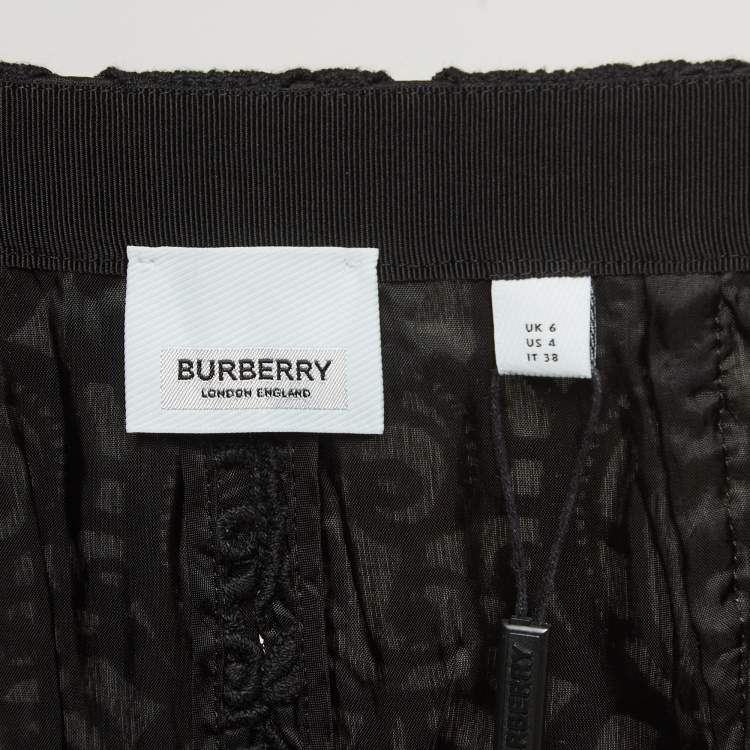 Pre Owned Burberry Black Macrame Lace Midi Pencil Skirt S