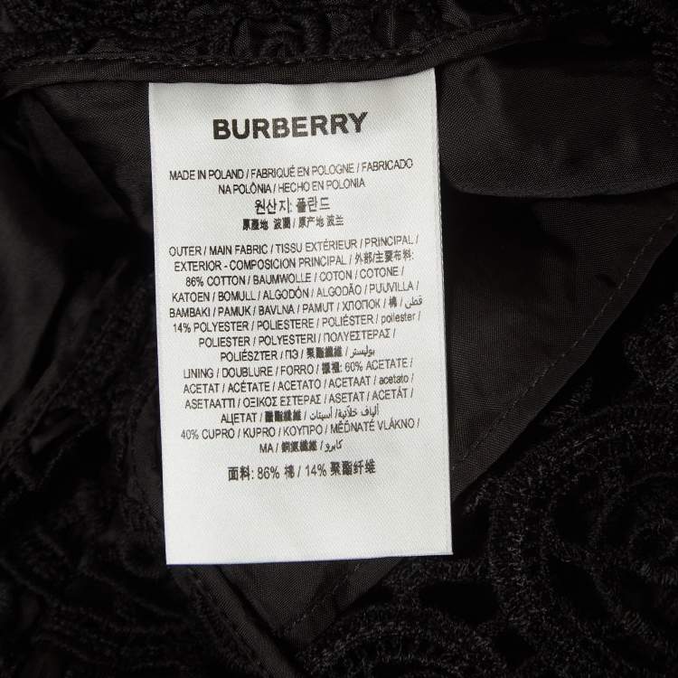 Pre Owned Burberry Black Macrame Lace Midi Pencil Skirt M