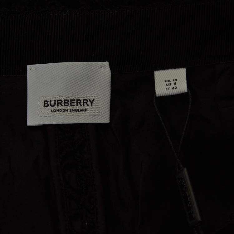 Pre Owned Burberry Black Macrame Lace Midi Pencil Skirt M