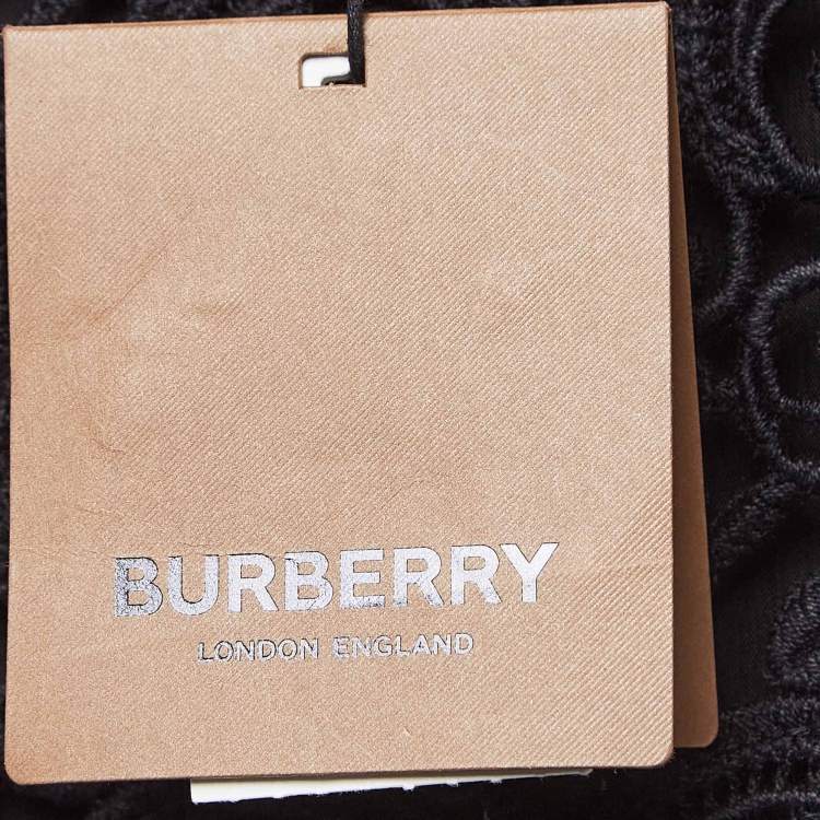 Pre Owned Burberry Black Lace Pencil Midi Skirt S