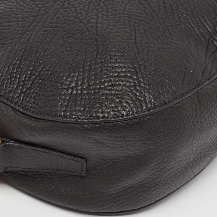 Pre Owned Burberry Black Leather Small Knight Shoulder Bag