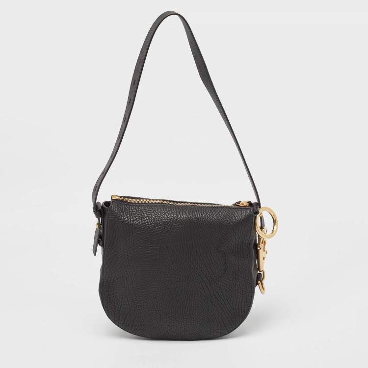Pre Owned Burberry Black Leather Small Knight Shoulder Bag