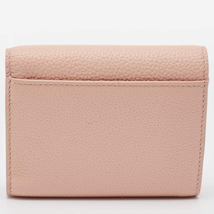 Pre Owned Burberry Pink Leather TB Trifold Wallet