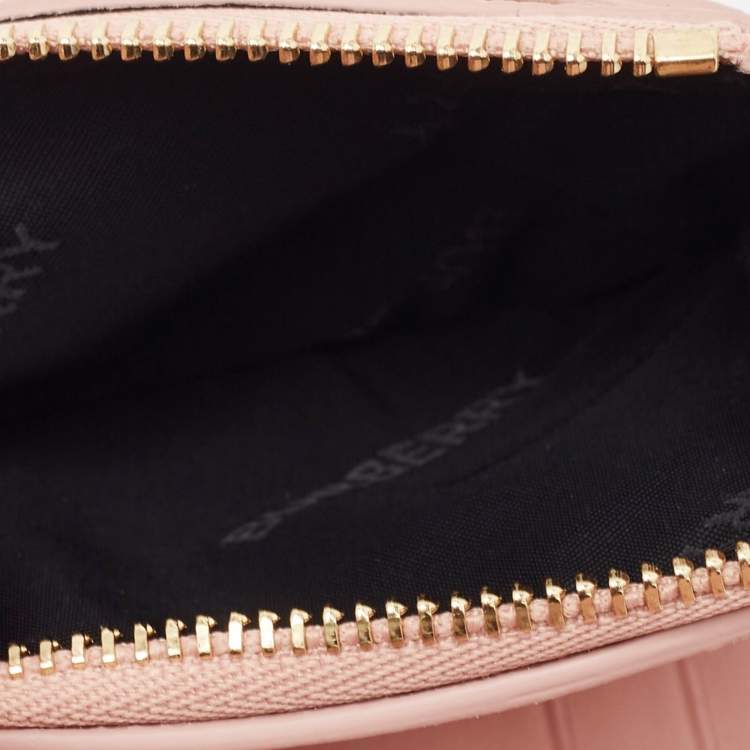 Pre Owned Burberry Pink Leather TB Trifold Wallet