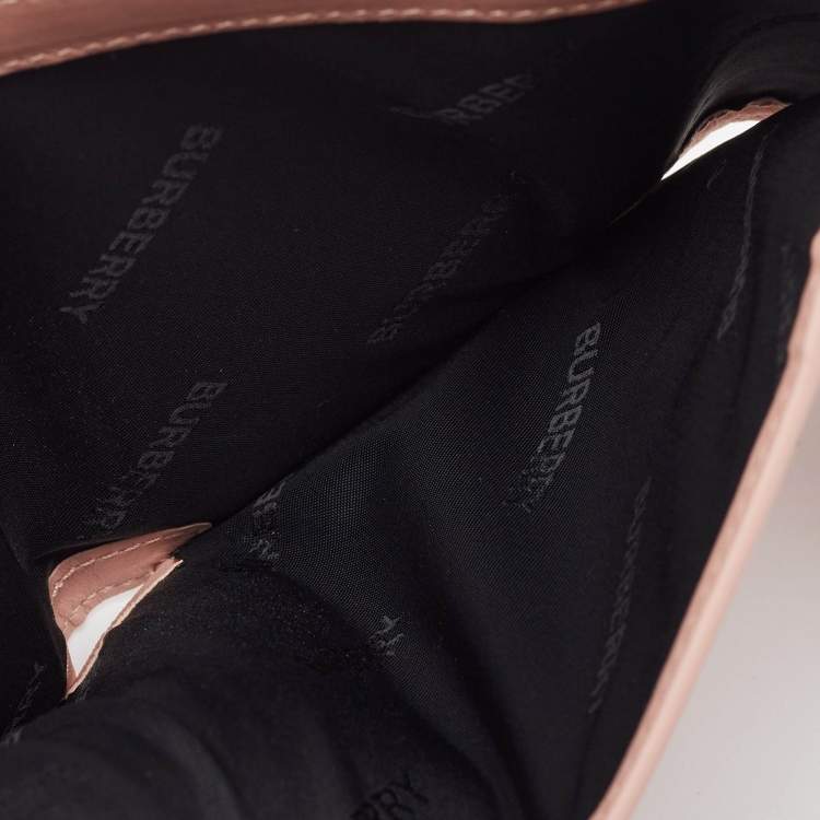 Pre Owned Burberry Pink Leather TB Trifold Wallet
