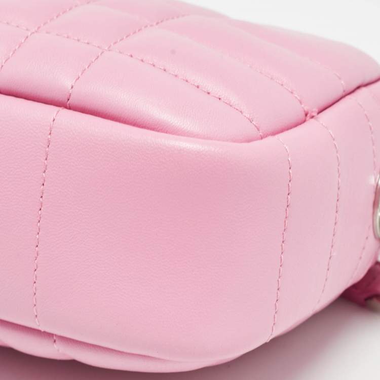 Pre Owned Burberry Pink Quilted Leather Mini Lola Camera Bag