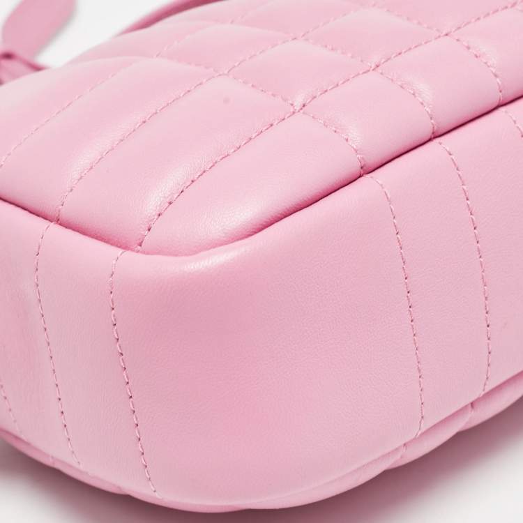 Pre Owned Burberry Pink Quilted Leather Mini Lola Camera Bag