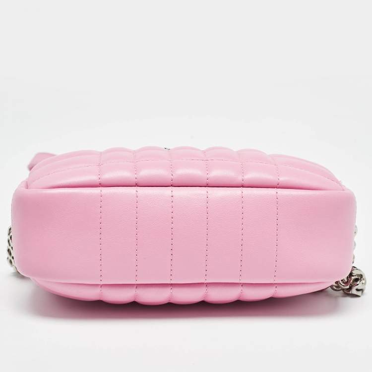 Pre Owned Burberry Pink Quilted Leather Mini Lola Camera Bag