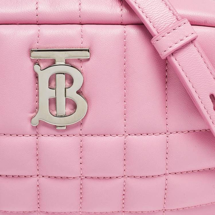 Pre Owned Burberry Pink Quilted Leather Mini Lola Camera Bag