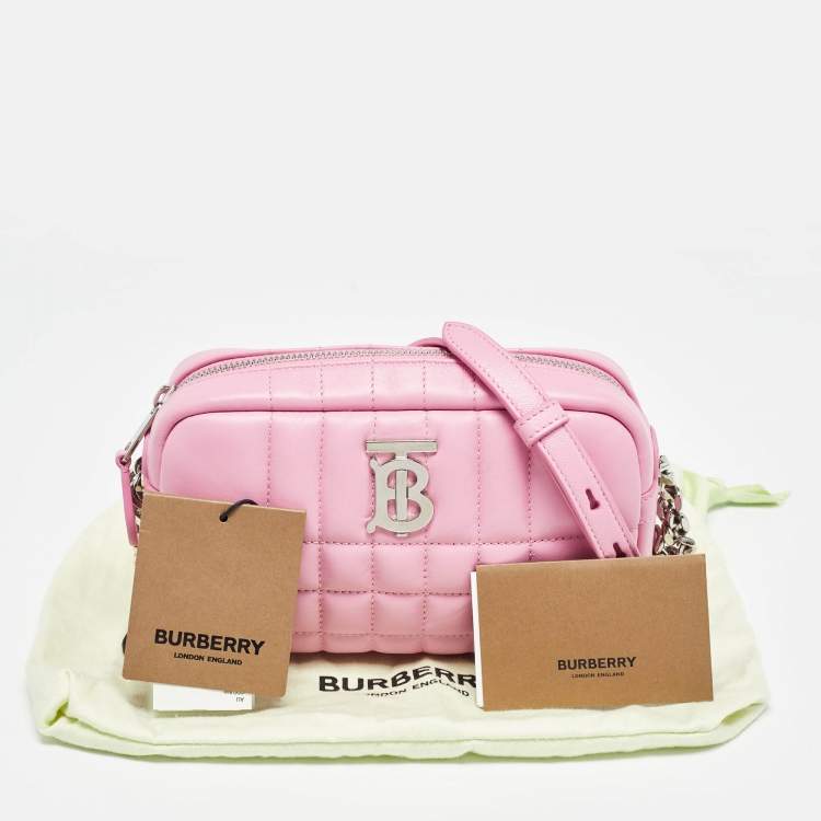 Pre Owned Burberry Pink Quilted Leather Mini Lola Camera Bag