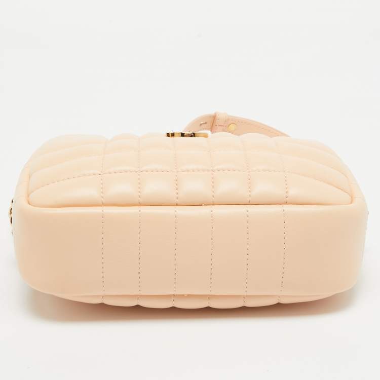 Pre Owned Burberry Peach Pink Quilted Leather Mini Lola Camera Bag