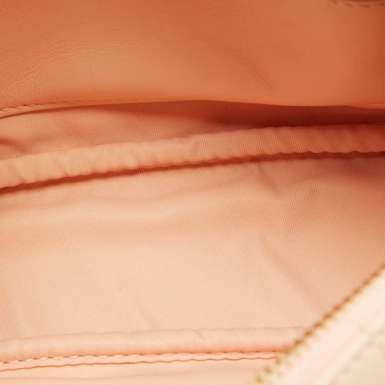 Pre Owned Burberry Peach Pink Quilted Leather Mini Lola Camera Bag