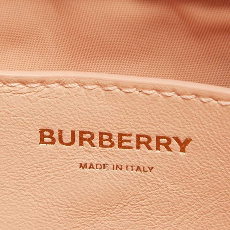 Pre Owned Burberry Peach Pink Quilted Leather Mini Lola Camera Bag
