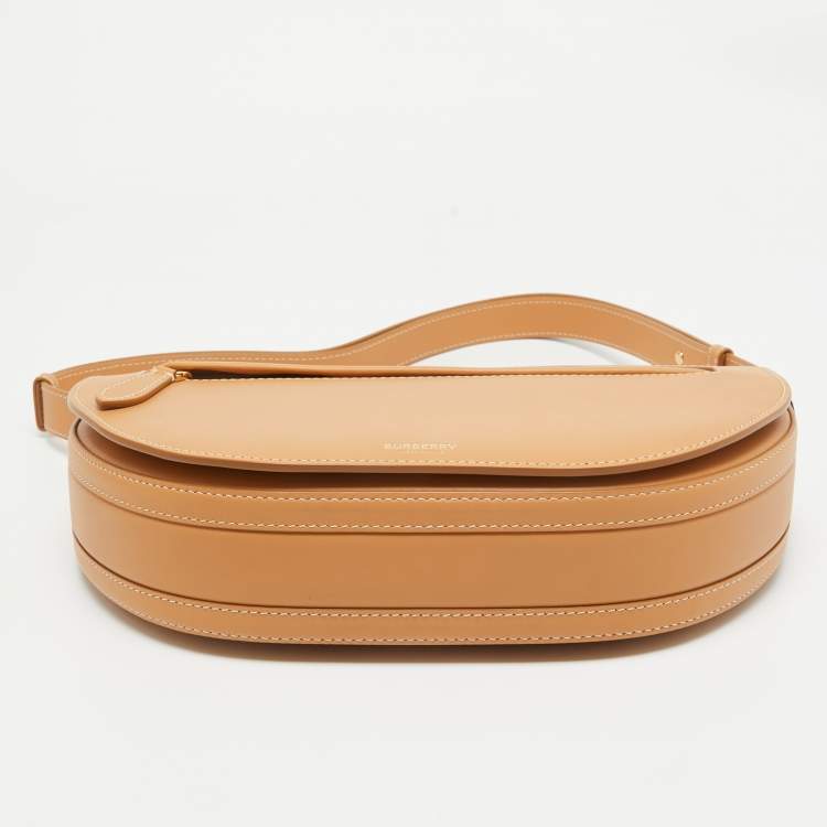 Pre Owned Burberry Warm Sand Leather Medium Olympia Shoulder Bag