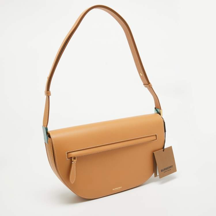 Pre Owned Burberry Warm Sand Leather Medium Olympia Shoulder Bag