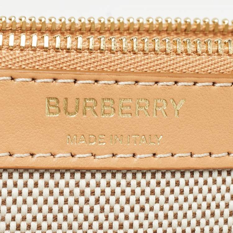 Pre Owned Burberry Beige/Tan Canvas and Leather Wristlet Pouch