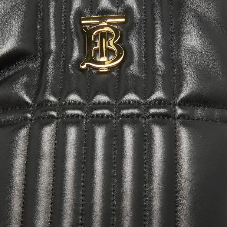 Pre Owned Burberry Black Quilted Check Leather Small Lola Bucket Bag