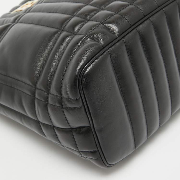 Pre Owned Burberry Black Quilted Check Leather Small Lola Bucket Bag