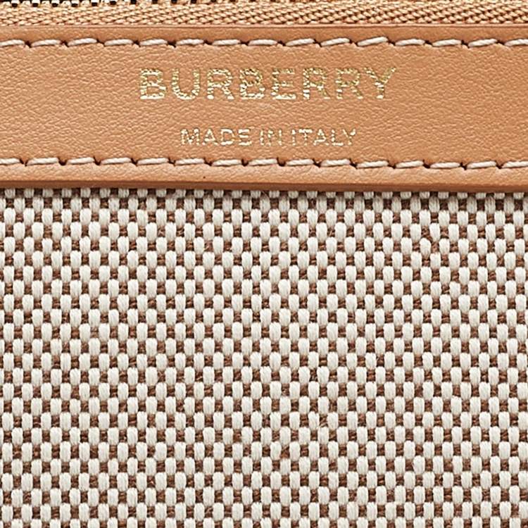 Pre Owned Burberry Beige/Tan Canvas and Leather Wristlet Pouch