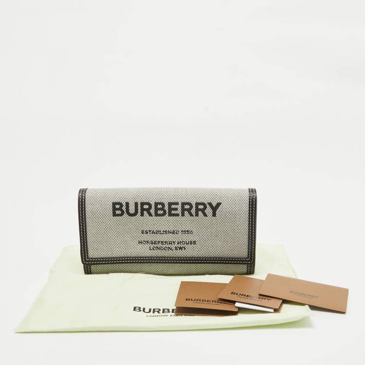 Pre Owned Burberry Black/White Canvas and Leather Halton Continental Wallet