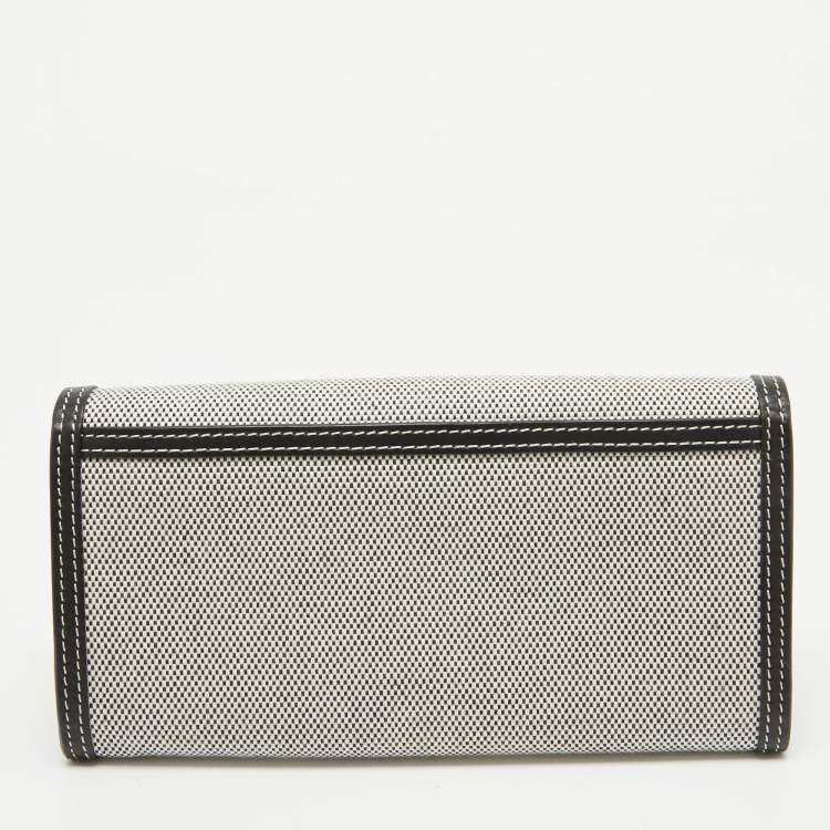 Pre Owned Burberry Black/White Canvas and Leather Halton Continental Wallet