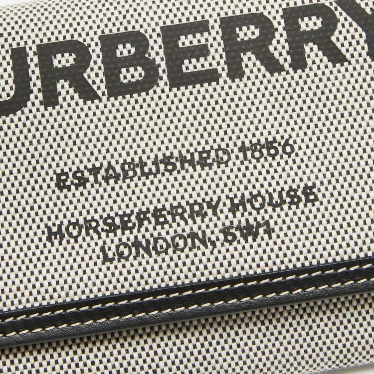 Pre Owned Burberry Black/White Canvas and Leather Halton Continental Wallet