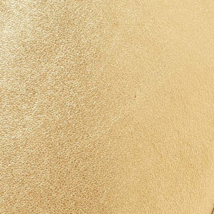 Pre Owned Burberry Gold Leather Mini Olympia Zip Chain Bag