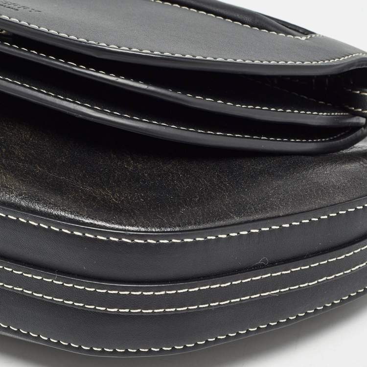 Pre Owned Burberry Black Leather Mini Double Olympia Bag