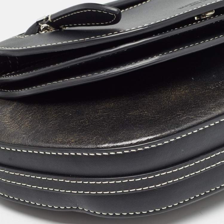 Pre Owned Burberry Black Leather Mini Double Olympia Bag