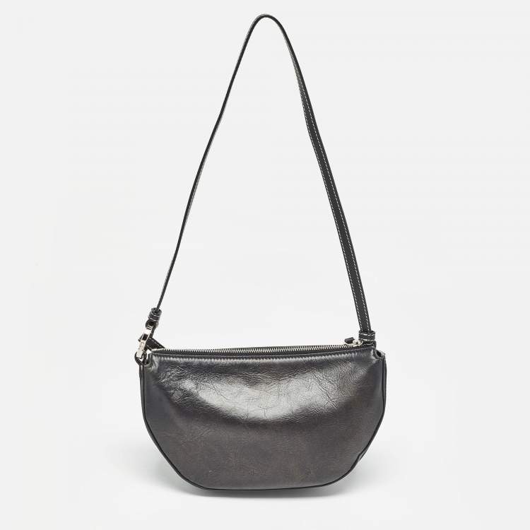 Pre Owned Burberry Black Leather Mini Double Olympia Bag