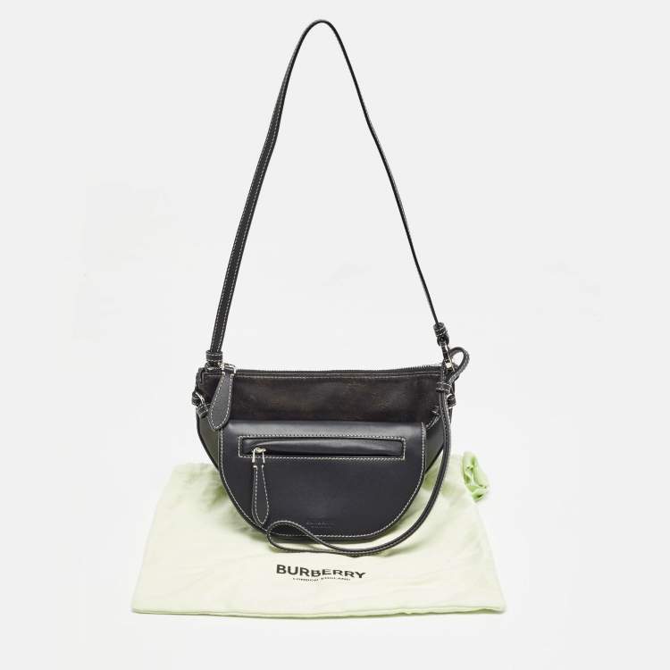 Pre Owned Burberry Black Leather Mini Double Olympia Bag