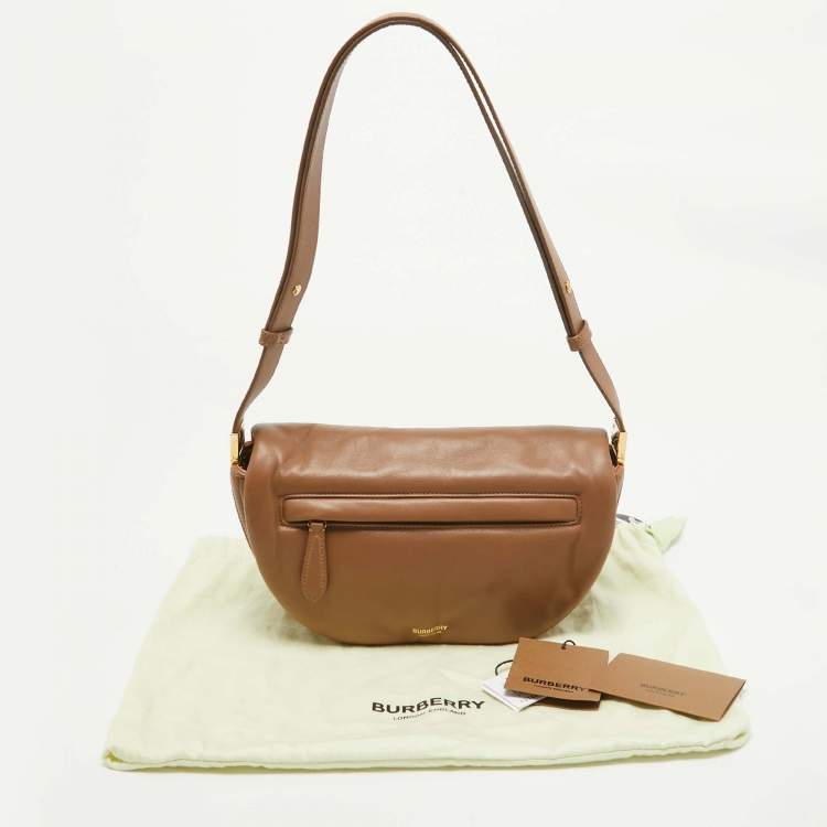 Pre Owned Burberry Brown Leather Small Olympia Shoulder Bag