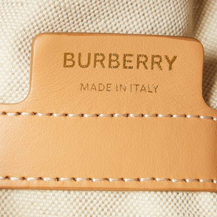 Pre Owned Burberry Beige Canvas and Leather XL Beach Tote