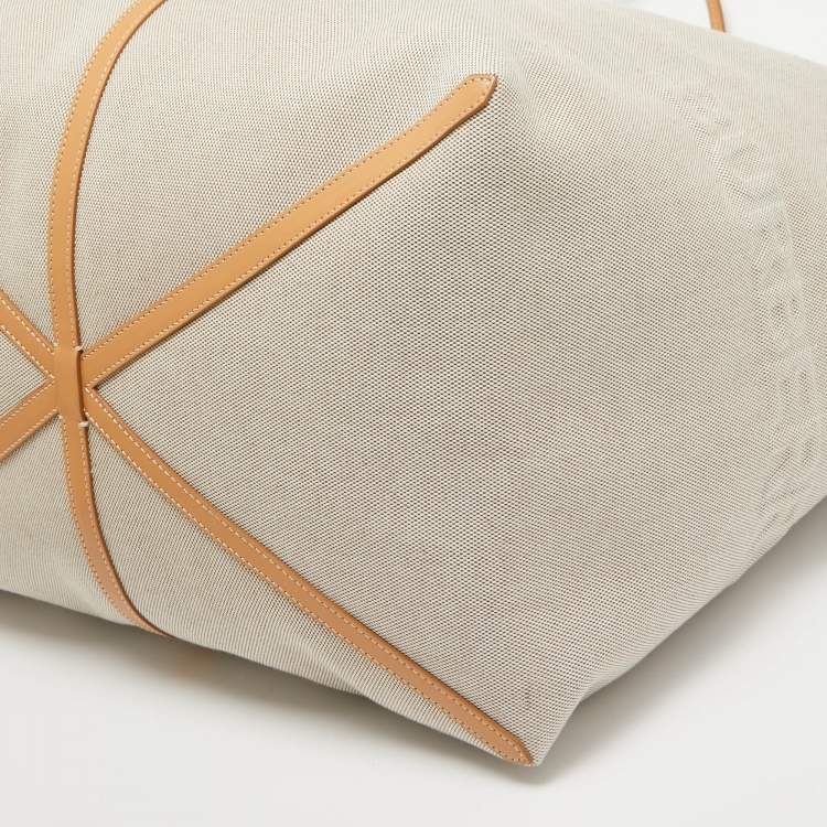 Pre Owned Burberry Beige Canvas and Leather XL Beach Tote