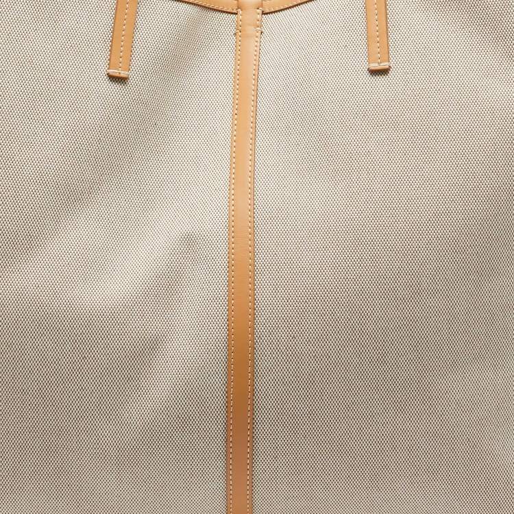 Pre Owned Burberry Beige Canvas and Leather XL Beach Tote