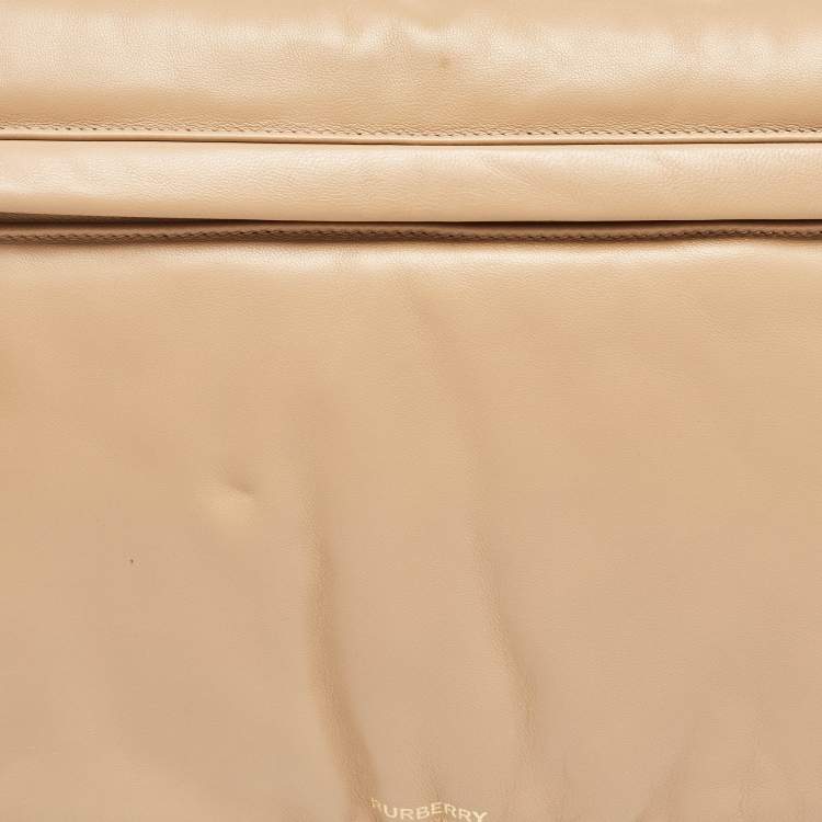 Pre Owned Burberry Beige Leather XL Olympia Shoulder Bag