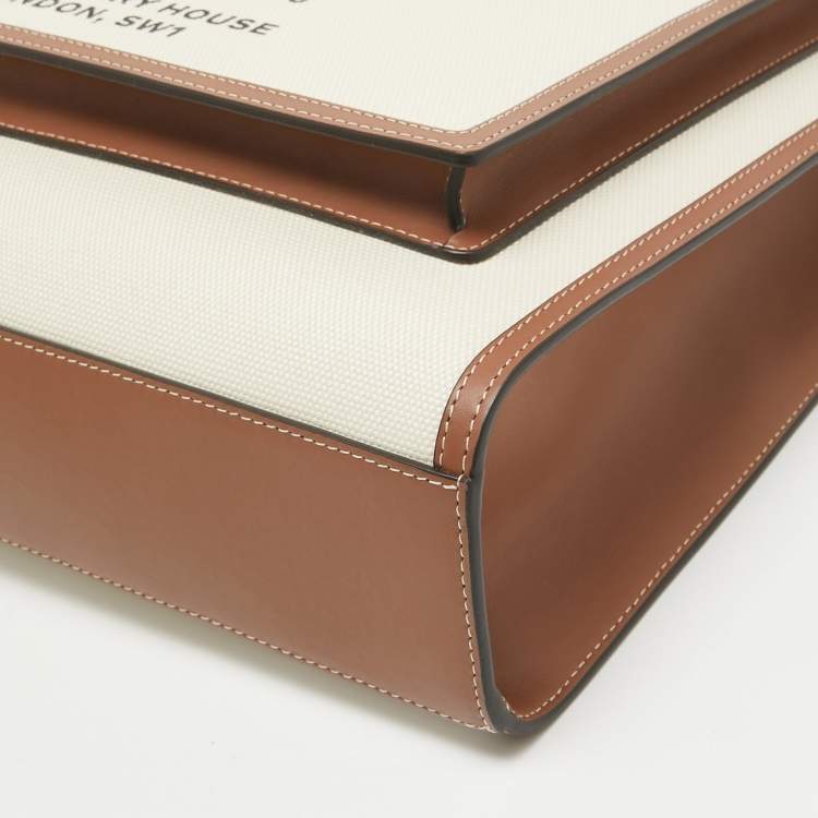 Pre Owned Burberry Beige/Brown Canvas and Leather Medium Pocket Bag