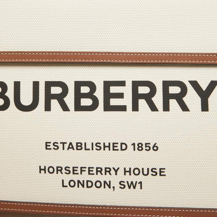 Pre Owned Burberry Beige/Brown Canvas and Leather Medium Pocket Bag