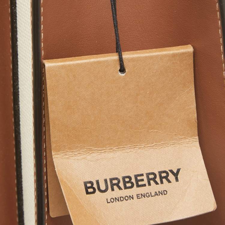 Pre Owned Burberry Beige/Brown Canvas and Leather Medium Pocket Bag