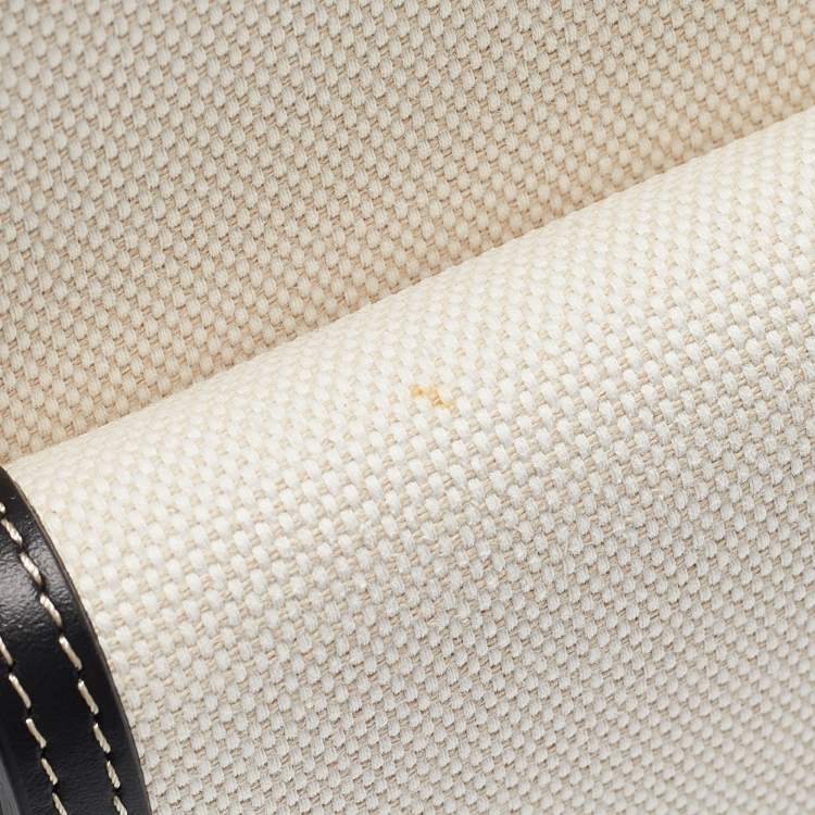 Pre Owned Burberry Black/White Canvas and Leather Medium Pocket Bag
