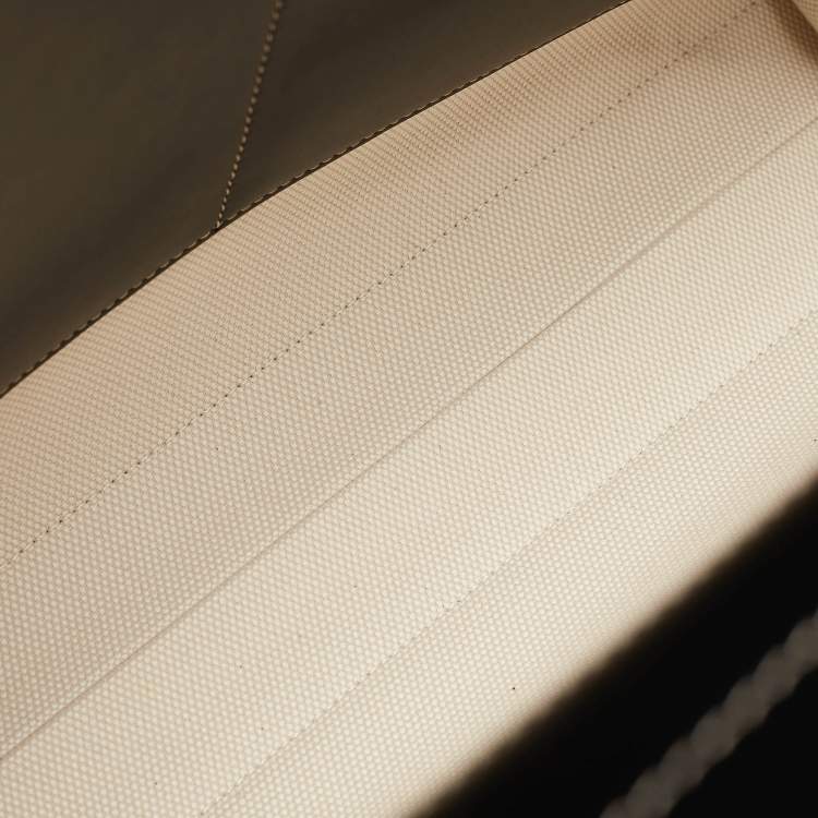 Pre Owned Burberry Black/White Canvas and Leather Medium Pocket Bag