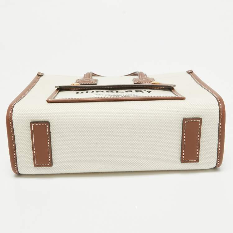Pre Owned Burberry Brown/Beige Canvas Mini Freya Tote