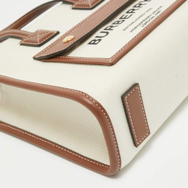 Pre Owned Burberry Brown/Beige Canvas Mini Freya Tote