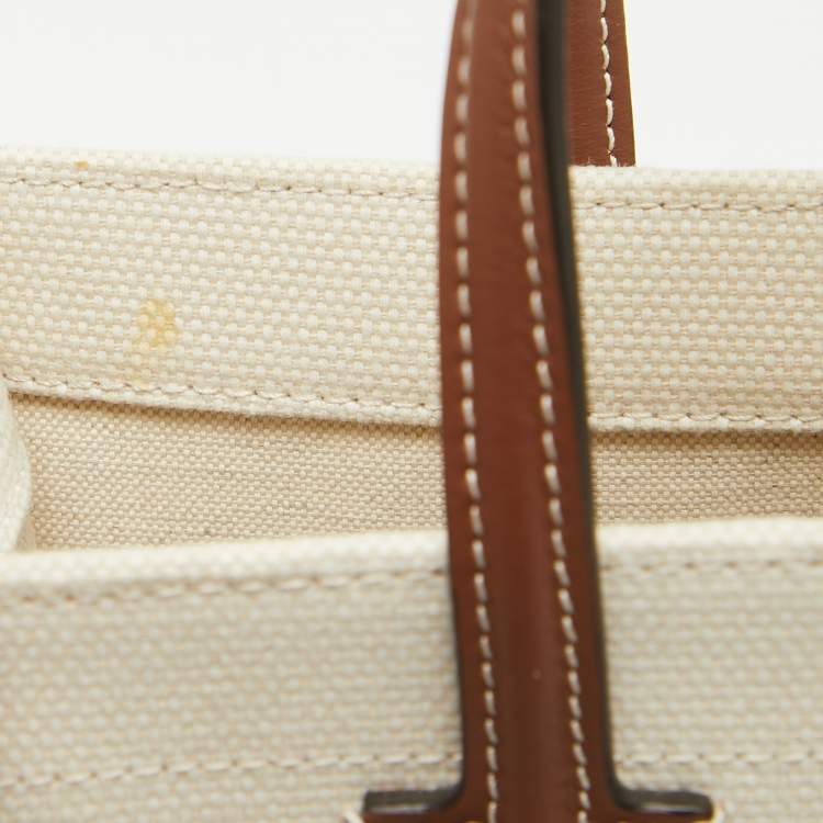 Pre Owned Burberry Brown/Beige Canvas Mini Freya Tote