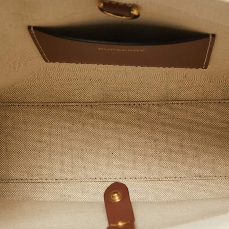 Pre Owned Burberry Brown/Beige Canvas Mini Freya Tote